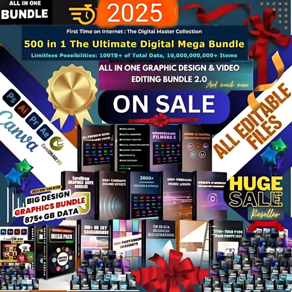 650+ GB Ultimate Graphic Bundle Resell Rights Graphic Design 2025