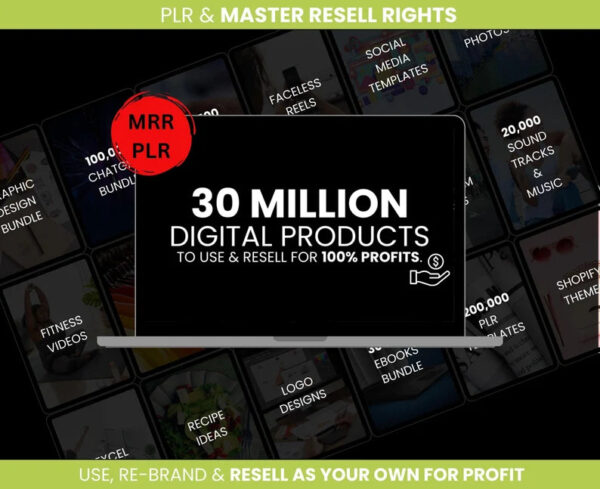 ✨ ৩০ মিলিয়ন+ ডিজিটাল পণ্যসহ বিশাল MRR/PLR বান্ডেল | ১০০% প্রফিটে নিজের বিজনেস শুরু করুন! ✨